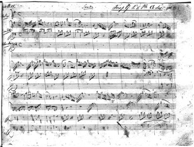 Trio in G Major for Violin, Harpsichord and Violoncello (K 496) 1786 (1st page) by Wolfgang Amadeus Mozart